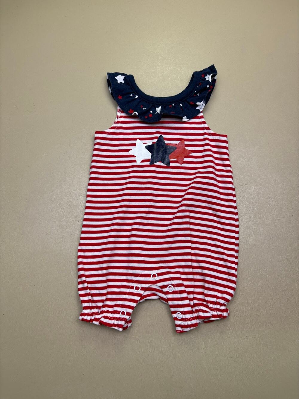 Way To Celebrate Patriotic Romper 0-3M Red White Blue Stars 4th of July Baby